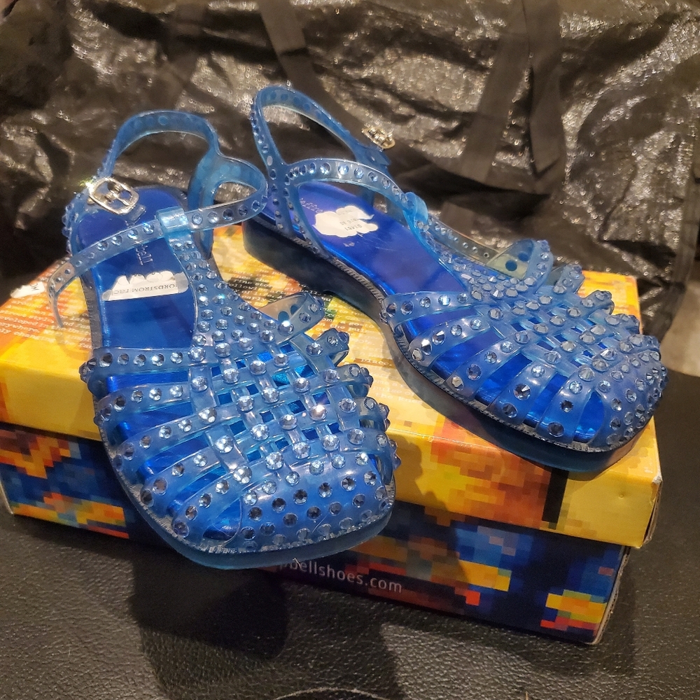 JEFFREY CAMPBELL Rhinestone Jelly Sandals 8 - Picture 10 of 10